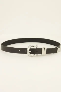 Zwarte Riem Basic Met Zilveren Gesp