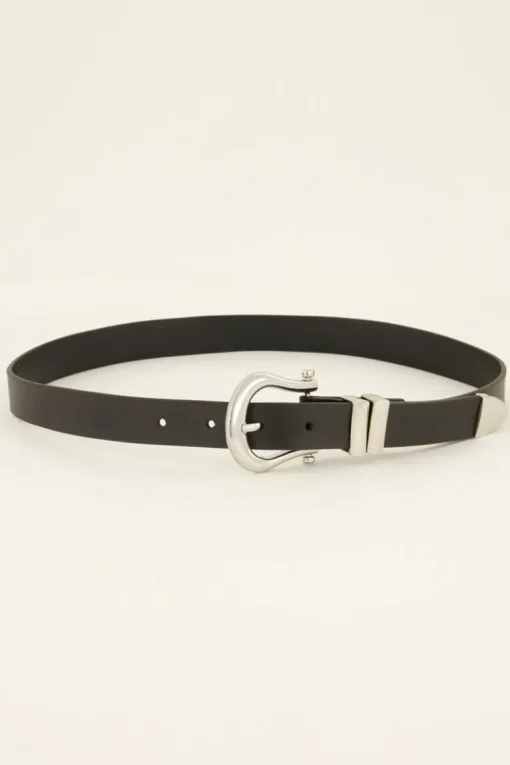 Zwarte Riem Basic Met Zilveren Gesp