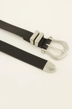 Zwarte Riem Basic Met Zilveren Gesp