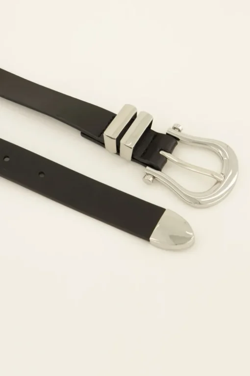 Zwarte Riem Basic Met Zilveren Gesp