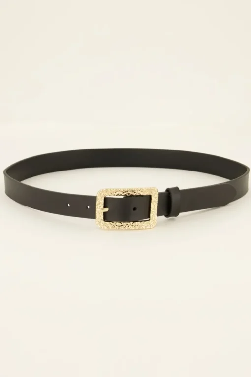 Zwarte Riem Met Gouden Chique Gesp