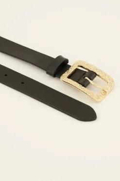 Zwarte Riem Met Gouden Chique Gesp