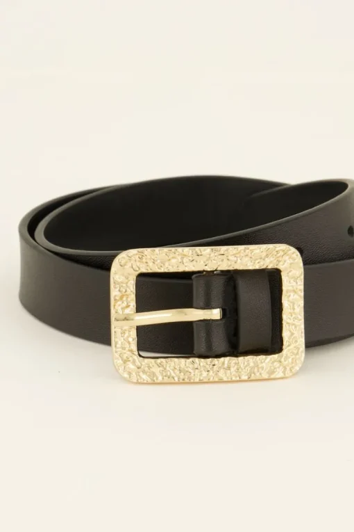 Zwarte Riem Met Gouden Chique Gesp