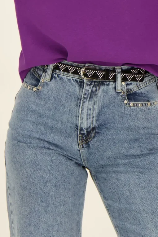 Zwarte Riem Met Zilveren Studs