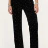 Zwarte Velvet Pantalon Met Kraaltjes