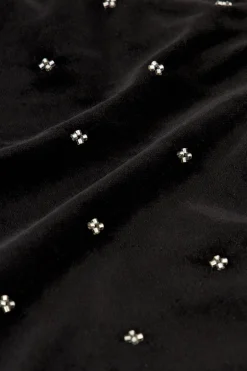 Zwarte Velvet Pantalon Met Kraaltjes