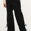 Zwarte Wide Leg Jeans Met Strikjes