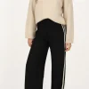 Zwarte Wide Leg Pantalon Met Witte Tape