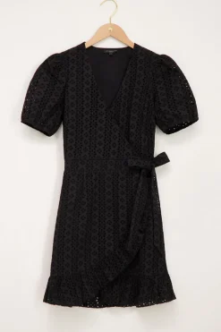 Zwarte Wikkeljurk Met Crochet