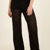 Zwarte Zigzag Flared Broek Met Lurex