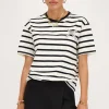Zwart-wit Gestreept T-shirt Met ""Amour"" Strikje