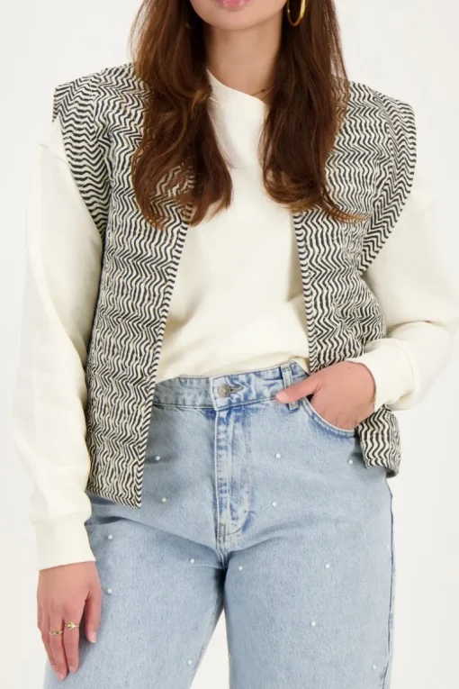 Zwart-wit Gilet Met Swirl