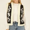 Zwart-wit Teddy Gilet Met Embroidery
