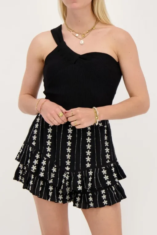 Zwart-witte Skort Met Embroidery