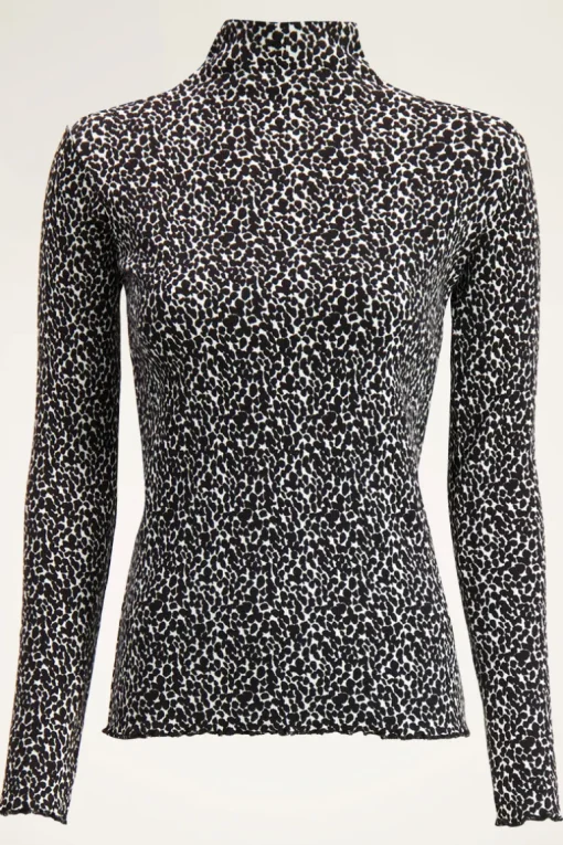 Zwart-witte Turtleneck Dierenprint