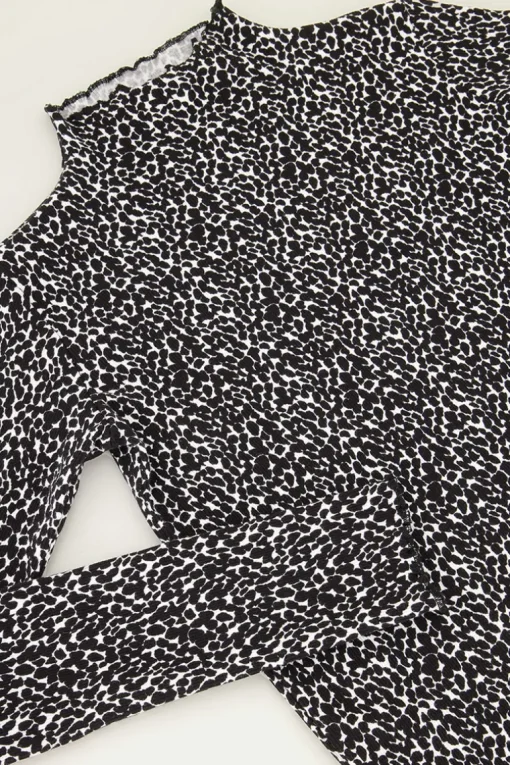 Zwart-witte Turtleneck Dierenprint