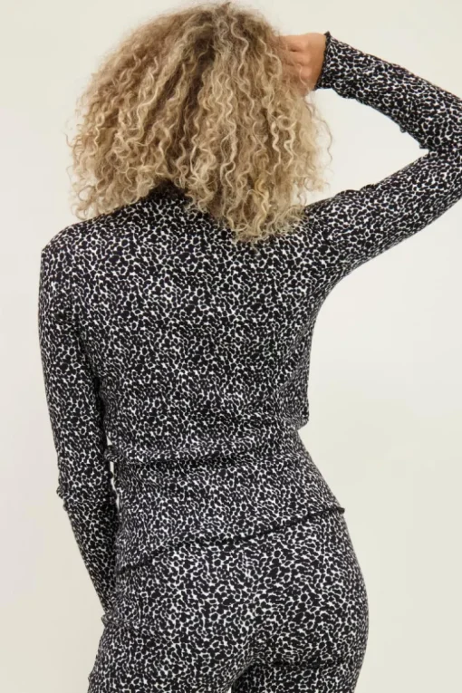Zwart-witte Turtleneck Dierenprint