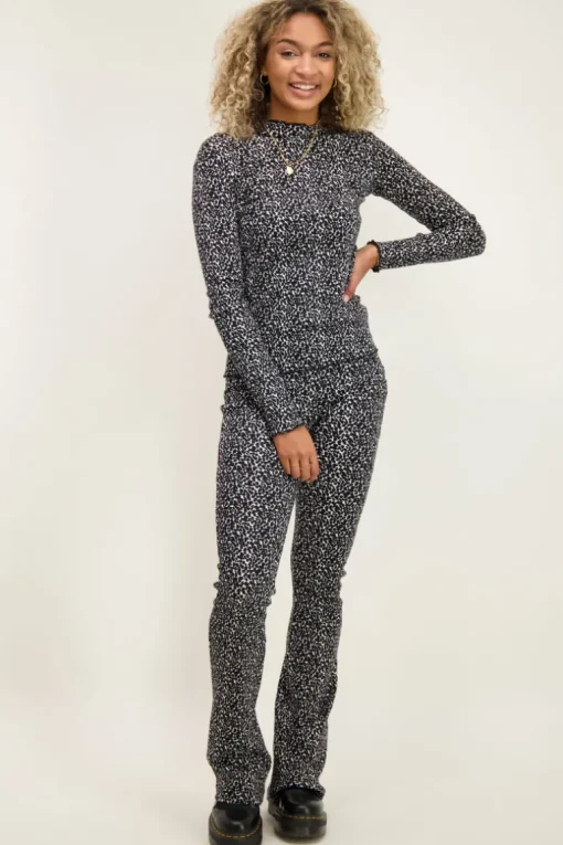 Zwart-witte Turtleneck Dierenprint