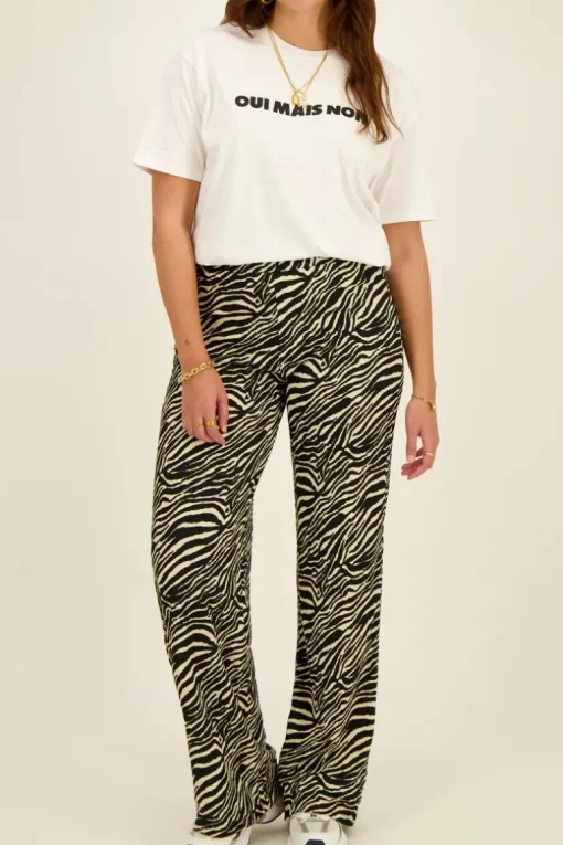 Zwart-witte Zebra Broek Wide Leg