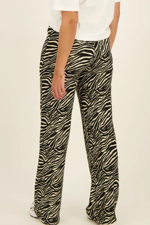 Zwart-witte Zebra Broek Wide Leg