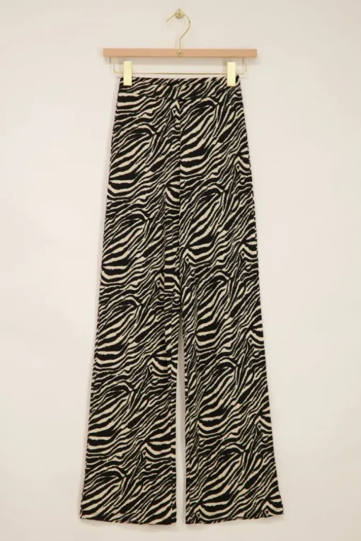 Zwart-witte Zebra Broek Wide Leg