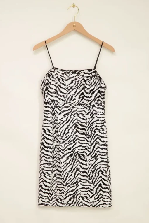 Zwart-witte Zebra Jurk Met Pailletten