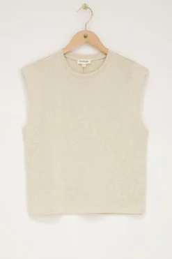 Beige Muscle Top Met Lurex
