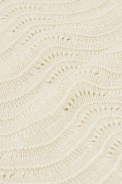 Beige Open Gebreid T-shirt Met Lurex