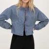 Blauw Gestreepte Top Met Strikjes