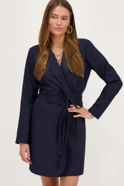 Blauwe Blazer Jurk Met Koord