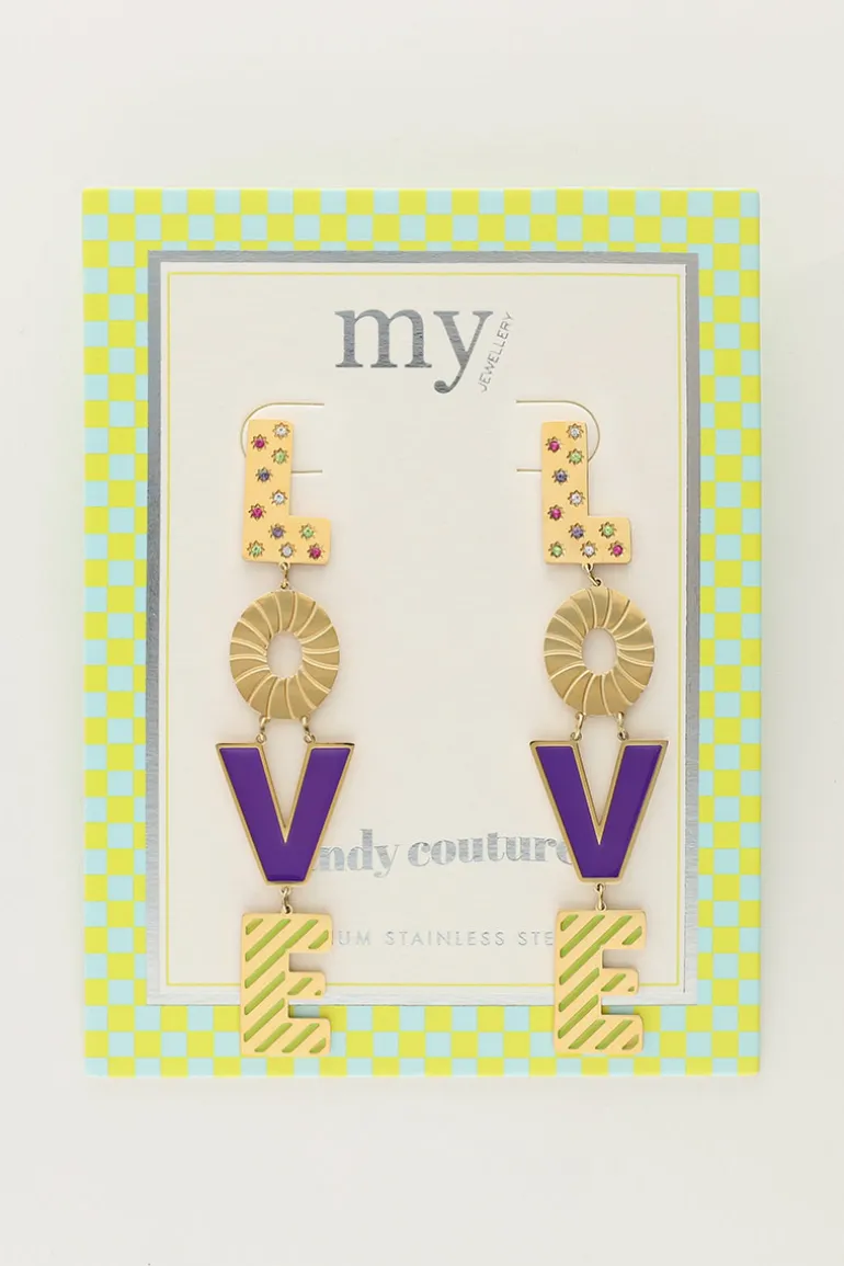 Candy Oorbellen Love Paars