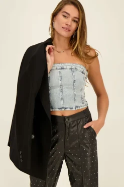 Denim Blauwe Corset Top