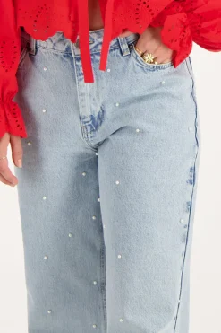 Denim Spijkerbroek Met Parels
