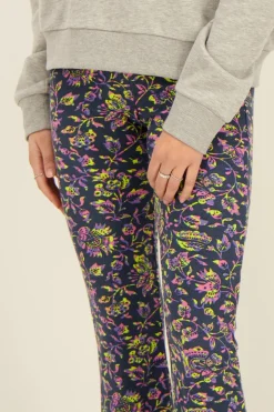 Donkerblauwe Flared Broek Met Paisley Print