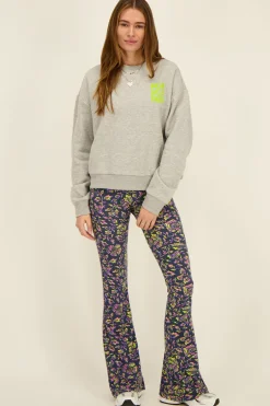 Donkerblauwe Flared Broek Met Paisley Print