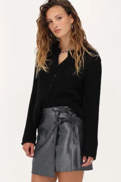 Donkergrijze Wikkelrok Met Strikjes