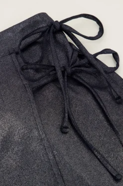 Donkergrijze Wikkelrok Met Strikjes