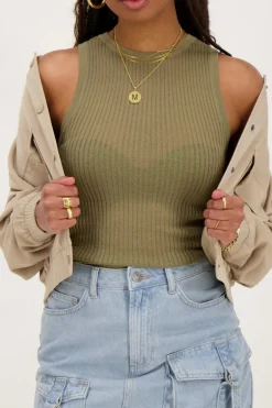 Donkergroene Basic Tanktop