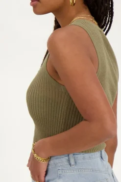 Donkergroene Basic Tanktop