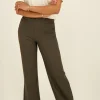 Donkergroene Wide Leg Pantalon