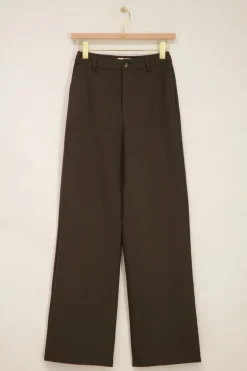 Donkergroene Wide Leg Pantalon