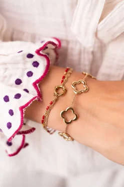 Driedubbele Armband Met Rode Kralen