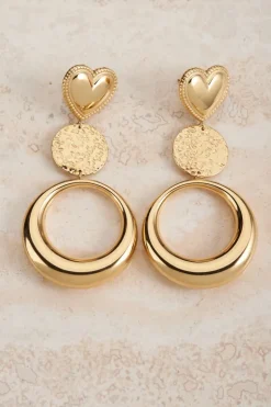 Dubbele Ronde Statement Oorbellen Met Hart