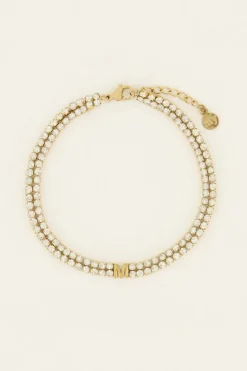 Dubbele Strass Armband Met Initial