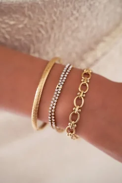 Dubbele Strass Armband Met Initial