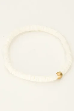 Equal Armband Met Witte Platte Kralen