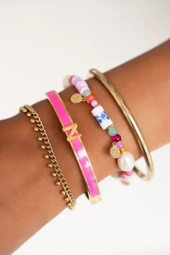 Fuchsia Bangle Met Initial