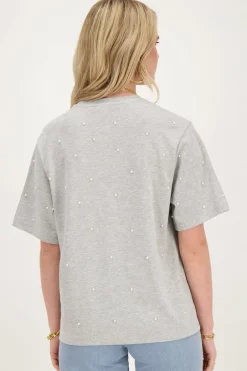 Grijs T-shirt Met Parels