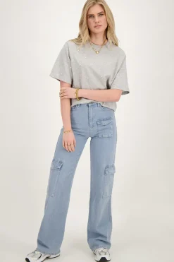 Grijs T-shirt Met Parels