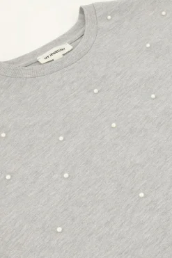 Grijs T-shirt Met Parels